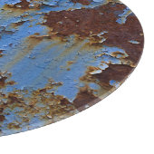 Metaal en blauwe verf textuur. snijplank (Hoek)