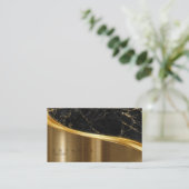 Metaal en Glitter Marble Wave Black Gold ID808 Visitekaartje (Staand voorkant)