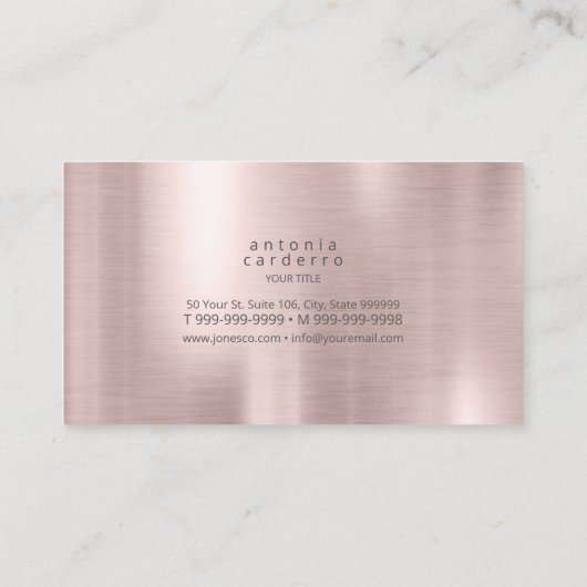 Metaal en Glitter Marble Wave Blk Roos Gold ID808 Visitekaartje (Achterkant)