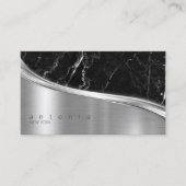 Metaal en Glitter Marble Wave Blk Silver ID808 Visitekaartje (Voorkant)
