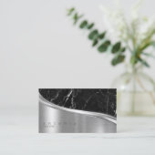 Metaal en Glitter Marble Wave Blk Silver ID808 Visitekaartje (Staand voorkant)