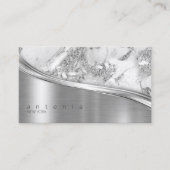Metaal en Glitter Marble Wave Silver ID808 Visitekaartje (Voorkant)