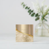 Metaal en Glitter Wave Gold Sq ID807 Vierkante Visitekaartje (Staand voorkant)