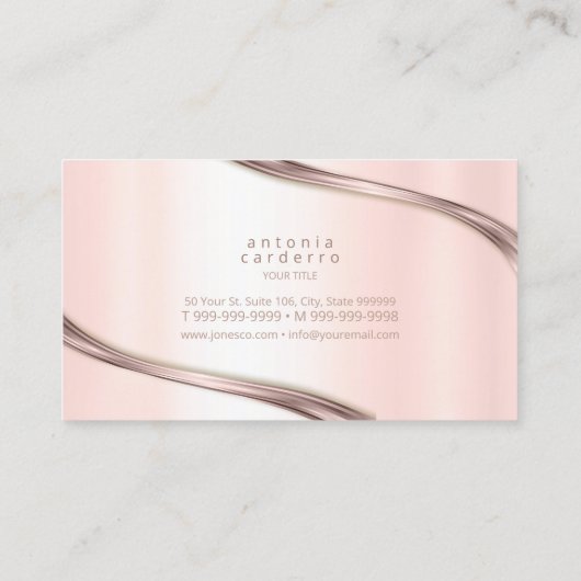 Metaal en Glitter Wave Roos Gold ID807 Visitekaartje (Achterkant)