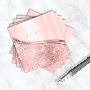 Metaal en Glitter Wave Roos Gold Sq ID807 Vierkante Visitekaartje