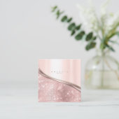 Metaal en Glitter Wave Roos Gold Sq ID807 Vierkante Visitekaartje (Staand voorkant)