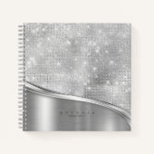 Metaal en Glitter Wave Silver ID807 Notitieboek (Voorkant)