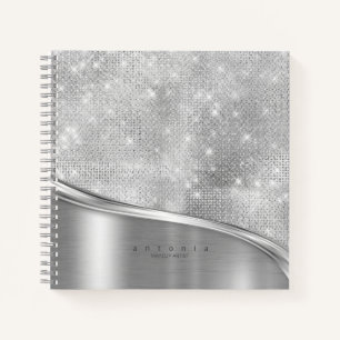 Metaal en Glitter Wave Silver ID807 Notitieboek