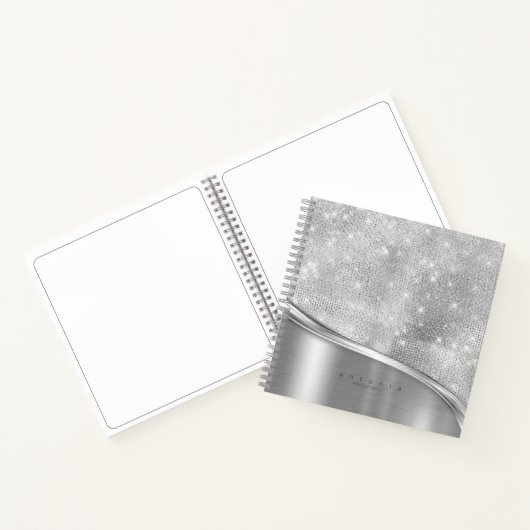 Metaal en Glitter Wave Silver ID807 Notitieboek (Binnen)