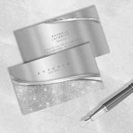 Metaal en Glitter Wave Silver ID807 Visitekaartje