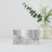 Metaal en Glitter Wave Silver ID807 Visitekaartje (Staand voorkant)
