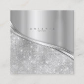 Metaal en Glitter Wave Silver Sq ID807 Vierkante Visitekaartje (Voorkant)