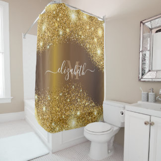 Metaal en Golden Glitter Douchegordijn