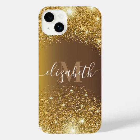 Metaal en Golden Glitter iPhone Hoesje (Achterkant)