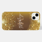 Metaal en Golden Glitter iPhone Hoesje (Achterkant horizontaal)