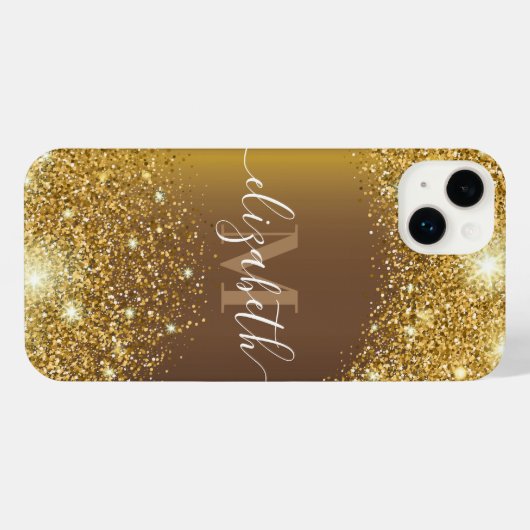 Metaal en Golden Glitter iPhone Hoesje (Achterkant horizontaal)