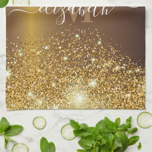 Metaal en Golden Glitter Theedoek (Gevouwen)