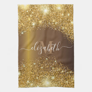 Metaal en Golden Glitter Theedoek