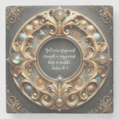  metaal en juwelen  Bijbelvers Stenen Onderzetter (Voorkant)