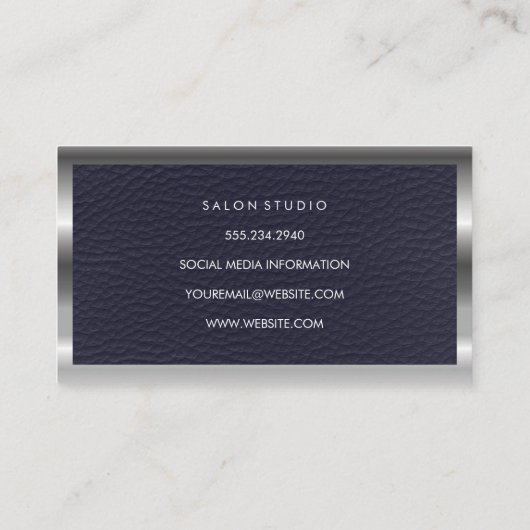 Metaal en leder visitekaartje (Achterkant)