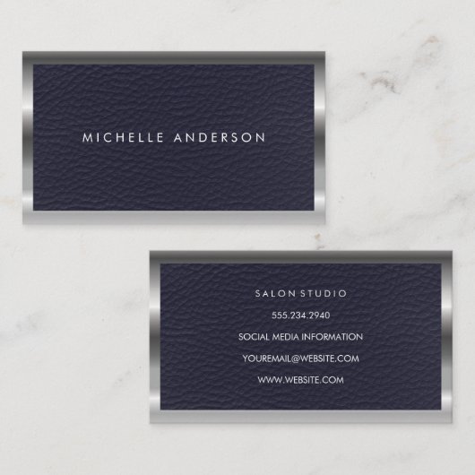 Metaal en leder visitekaartje (Voorkant / Achterkant)