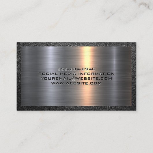 Metaal en Leer | Home Hammer Logo  Visitekaartje (Achterkant)