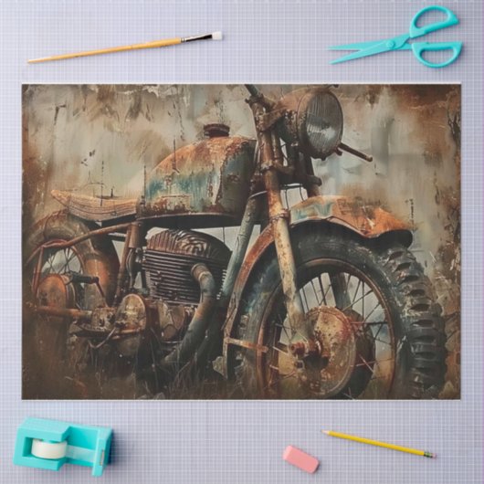 Metaal en Roest Motorfiets Tissuepapier (Craft)