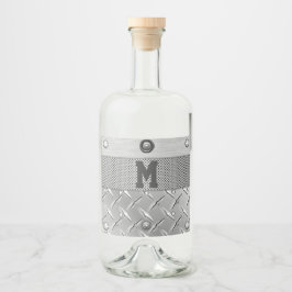Metaal en Staal Liquor Likeurfles Etiket