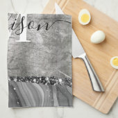 Metaal en Zilver Marmer Theedoek (Quarter Fold)