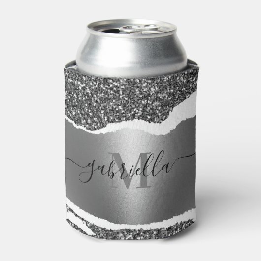 Metaal en Zilveren Glitter Blikjeskoeler (Blikje Voorkant)