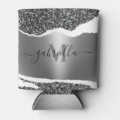 Metaal en Zilveren Glitter Blikjeskoeler (Voorkant)