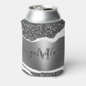 Metaal en Zilveren Glitter Blikjeskoeler (Blikje Achterkant)