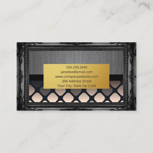 Metaal geborsteld | Antiek goudgrens Visitekaartje (Achterkant)