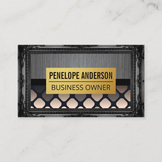 Metaal geborsteld | Antiek goudgrens Visitekaartje (Voorkant)