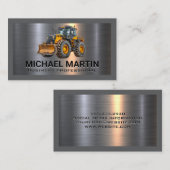 Metaal geborsteld | bouwvoertuig visitekaartje (Voorkant / Achterkant)