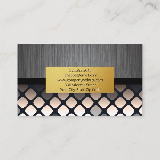 Metaal geborsteld | Goudgrens | Geometrisch patroo Visitekaartje (Achterkant)