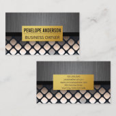 Metaal geborsteld | Goudgrens | Geometrisch patroo Visitekaartje (Voorkant / Achterkant)