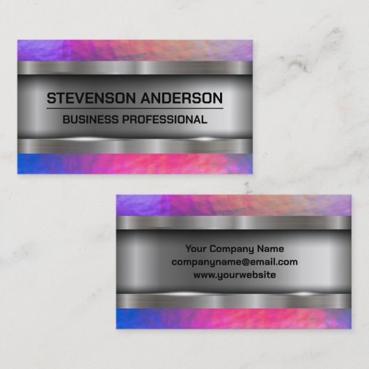 Metaal geborsteld | Kleurrijke textuur achtergrond Visitekaartje (Voorkant / Achterkant)