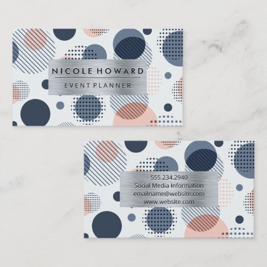 Metaal geborsteld Lijst | Abstracte digitale geome Visitekaartje (Voorkant / Achterkant)