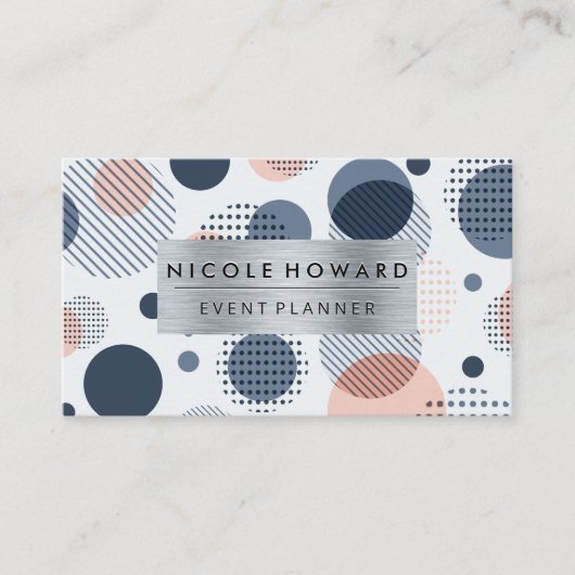 Metaal geborsteld Lijst | Abstracte digitale geome Visitekaartje (Voorkant)