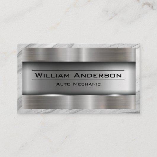 Metaal geborsteld | Marmergrens Visitekaartje (Voorkant)