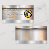 Metaal geborsteld met rivets | Bull Dozer Visitekaartje (Voorkant / Achterkant)