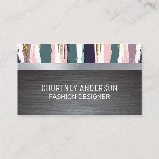 Metaal geborsteld | Snel geborsteld Visitekaartje (Voorkant)