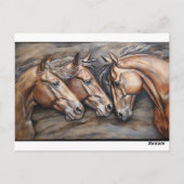 Metaal Gegraveerd Uitzendend Paardenportret Briefkaart (Achterkant)