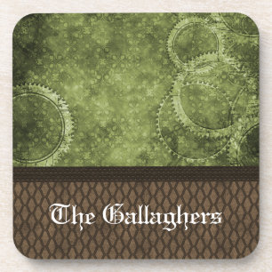 Metaal gestookt Steampunk-Onderzetter, groen Drankjes Onderzetter