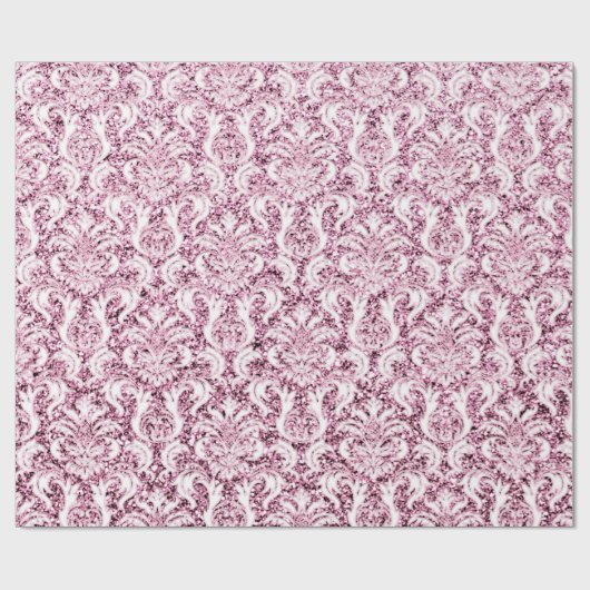 Metaal Glitter Roze Rose Goud Wit Damast Elegant Cadeaupapier (Vlak)