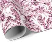 Metaal Glitter Roze Rose Goud Wit Damast Elegant Cadeaupapier (Rol Hoek)