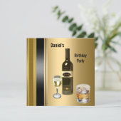 Metaal Gold Mannen 50e verjaardag Bronze Drink Man Kaart (Staand voorkant)