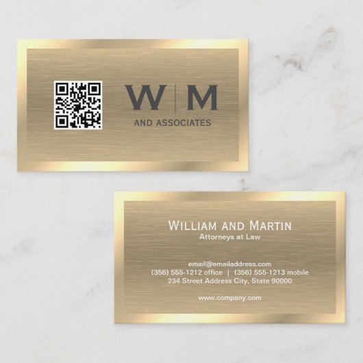 Metaal Gold Textuur | QR-CODE-Visitekaartje Visitekaartje (Voorkant / Achterkant)