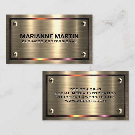 Metaal goud geborsteld | Metaalgrens | Schroeven Visitekaartje (Voorkant / Achterkant)